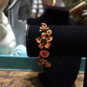 Brass Enamel Flower Bracelet